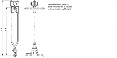 Pendule à fil réglable, non conducteur, sans liavecation de la hauteur, 100–285