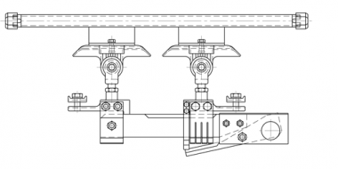 Disconnect switches with interlocking, without protection section, with line insulator and red signal, to trapeze