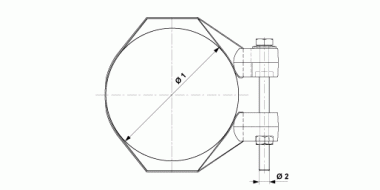 Pole clamp with band to round pole for 2 armatures