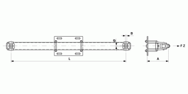 Traverse droite avec articulation mobile complète en ligne régularisée, avec fourche, L = 1500 mm