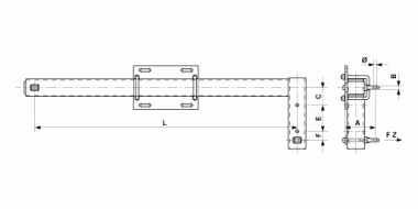 Bracket inclined complete for tension section, with tongue, L = 900 mm