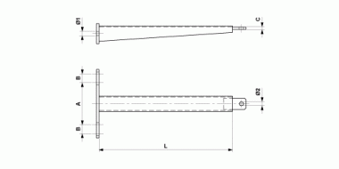 Traverse gerade an Breitflanschmaste, mit 1 Vorsatzkonsole L = 600 mm Traverse gerade an Breitflanschmaste, mit 1 Vorsatzkonsole L = 600 mm