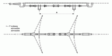 Einsatzbogen TB verschiebbar mit Isolierschlaufe, für Kupferrohr, an Querspanner Stahl-/Stahlkupferseil 35 mm², A = 762 mm