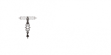 Aufhängung für 1 oder 2 Leiter an Rohr, < 9°, für 1 Seil oder 1 Rillenfahrdraht, an Rohr G2.5", mit Stabisolator 1rillig