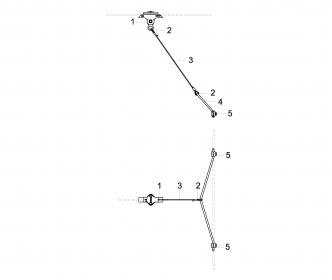 Contact wire suspension TW with line insulator KUSYS1, in tangent to cross-span steel/steel-copper cable 0-4° pendulum