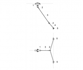 Contact wire suspension TW with line insulator KUSYS1, in tangent to cross-span steel/steel-copper cable 0-4° pendulum in tension section