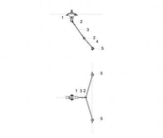 Contact wire suspension TW with line insulator KUSYS1, in tangent to cross-span steel/steel-copper cable 0-4° pendulum with suspension eye