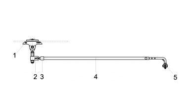 Contact wire suspension TW with line insulator type 1, in auto-tensioned system to cross-span steel/steel-copper cable 0-4° with 1 adjustable steady arm M16 SST