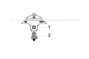 Fahrdrahtaufhängung STB mit Isolierkörper KUSYS1, in Geraden an Querspanner Kunststoff 0-4° mit Fahrdrahtklemme M16 Fahrdrahtaufhängung STB mit Isolierkörper KUSYS1, in Geraden an Querspanner Kunststoff 0-4° mit Fahrdrahtklemme M16