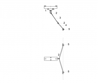 Suspension de ligne de contact TRW avec corps isolé type 1, en alignement sur rail d'ancrage type 3 b 0-4° pendule
