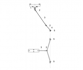 Suspension de ligne de contact TRW avec corps isolé type 1, en alignement sur rail d'ancrage type 3B 0-4° pendule en ligne régularisée