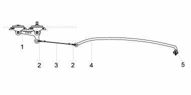 Fahrdrahtaufhängung STB mit Isolierkörper  KUSYS2, in Kurven an Querspanner Stahl-/Stahlkupferseil 4.5-9° mit 1 Spurhalter M16 St Inox und Aufhängeöse