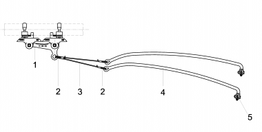 Fahrdrahtaufhängung STB KUSYS2, in Kurven an Rohr G2.5" 9.5-25° mit 2 Spurhaltern M16 St Inox