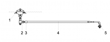 Contact wire suspension TW with line insulator type 1, in auto-tensioned system to cross-span of synthetic material 0-4° with 1 adjustable steady arm M16 SST