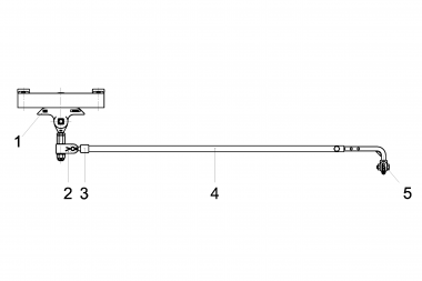 Suspension de ligne de contact TRW avec corps isolé type 1, en lignes régularisées sur rail d'ancrage type 3 b 0-4° avec 1 bras de rappel réglable M16 acier inox