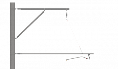 ARCAS Ausleger, halbnachgespannt (HN), Tragrohraufhängung mit Seilhänger, ≥30°-90°, DRUCK, Lf= 1.65-2.65m