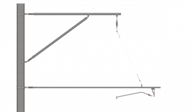 ARCAS Ausleger, halbnachgespannt (HN), Tragrohraufhängung mit Seilhänger, ≥30°-90°, DRUCK, Lf= 2.15-2.90m