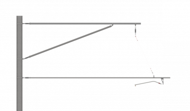 ARCAS Ausleger, halbnachgespannt (HN), Tragrohraufhängung mit Seilhänger, ≥30°-90°, DRUCK, Lf= 3.98-4.80m