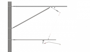 ARCAS Ausleger, halbnachgespannt (HN), Tragrohraufhängung mit Seilhänger, 30°-0°, ZUG, Lf= 3.30-3.90m