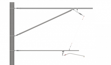 ARCAS Ausleger, halbnachgespannt (HN), Tragrohraufhängung mit Seilhänger, 30°-0°, ZUG, Lf= 3.80-4.40m