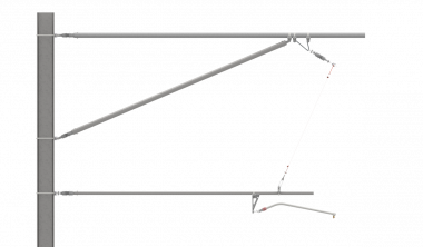 ARCAS Ausleger, halbnachgespannt (HN), Tragrohraufhängung mit Seilhänger, 30°-0°, ZUG, Lf= 4.07-4.67m