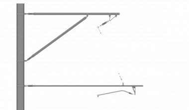 ARCAS Ausleger, halbnachgespannt (HN), Tragrohraufhängung mit Seilhänger, 30°-0°, DRUCK, Lf= 2.15-2.90m