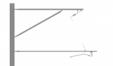 ARCAS Ausleger, halbnachgespannt, DC, Tragrohraufhängung mit Seilhänger, 30°-0°, DRUCK, Lf= 2.75-3.65m