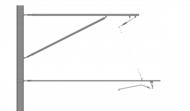 ARCAS Ausleger, halbnachgespannt (HN), Tragrohraufhängung mit Seilhänger, 30°-0°, DRUCK, Lf= 3.03-3.90m