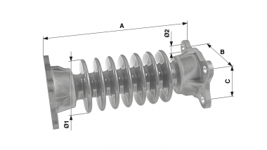 Auslegerisolator mit Flansch komplett, Porzellan, 7rillig