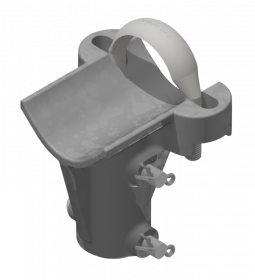 Drop bracket clamp for pipe, complete, movable, reinforced, to pipe 2"