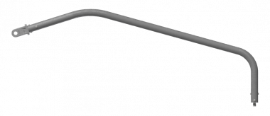 Übergriff-Spurhalter fest G1" 1-fach gebogen mit Öse und Gleitlager, L = 1100 mm, mit Gewinde M16, St Inox