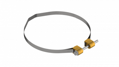 Pole clamp with band to round pole, for 1 armature