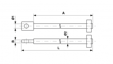 Barre porteuse pour poids en fonte ou en béton, L = 2810 mm pour max. 15 poids en béton resp. 20 poids en fonte